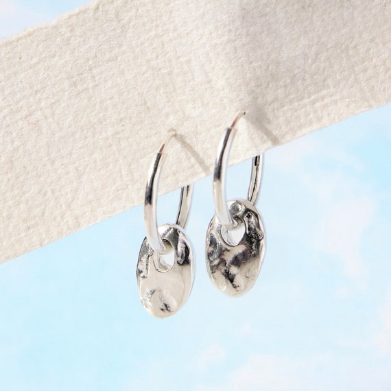 Small Jhumki Sterling silver gemstone hoop earrings at ₹2550 | Azilaa