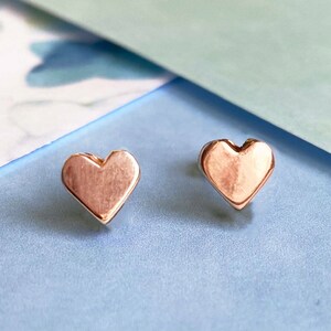 Sterling Silver Heart Stud Earrings Heart Shaped Earrings Romantic Jewelry Heart Studs Dainty Earrings Tiny Studs Small Heart Earrings image 6