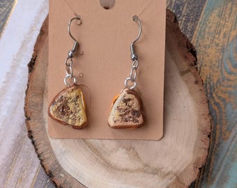 Grilled Cheese Dangle Earrings: Foodie Jewelry, Polymer Clay Sculpted Food, Miniature Food