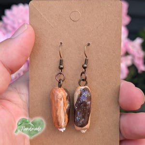 Donut Earrings: Foodie Jewelry, Dangle Earrings, Long John, Hand Sculpted