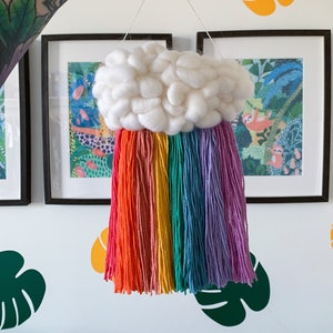 Custom rainbow cloud wall hanging Nursery decor, Personalised woven cloud, Gift for baby shower, For new mum image 2