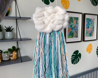 Personalisierte Fransen Mini Regenbogen Wolke Wandbehang | Kinderzimmer Dekor, Brauch gewebte Wolke, Geschenk für Babyparty, Für die neue Mutter