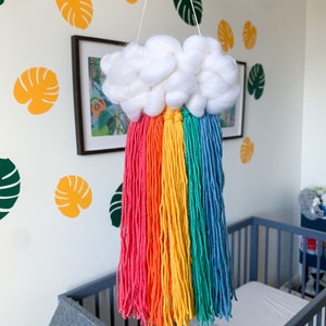 Mini rainbow cloud wall hanging Nursery decor, Custom woven cloud, Gift for baby shower, For new mum Standard rainbow