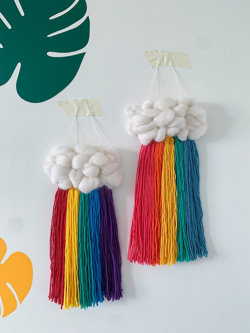 Mini rainbow cloud wall hanging Nursery decor, Custom woven cloud, Gift for baby shower, For new mum image 3