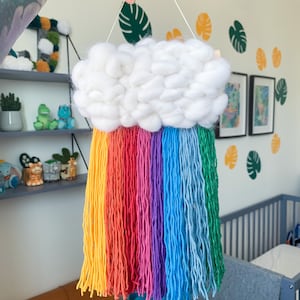 Custom rainbow cloud wall hanging Nursery decor, Personalised woven cloud, Gift for baby shower, For new mum image 6