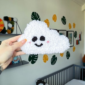 Colgante de pared de nube feliz / Arte de aguja de punzonado, Decoración de guardería, Regalo para baby shower, Para nueva mamá imagen 4