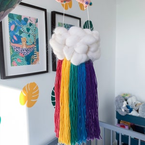 Mini rainbow cloud wall hanging Nursery decor, Custom woven cloud, Gift for baby shower, For new mum Bright rainbow