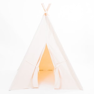 Organic Canvas Kids Teepee Tent, FIVE Sizes, Natural Color Certified Organic, Can Include Window, No Flame Retardants image 5