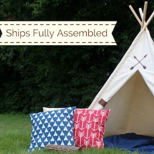 Five Sizes Canvas Teepee Tent with Friendship Arrows, Can Include Window, Kids Play Kids Teepee Tent