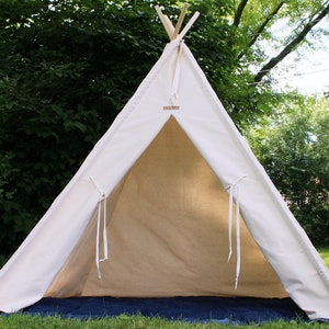 Large Tall XL or XXL Natural Canvas Kids Teepee Three Sizes Can Include Window and Mat 7 or 8 Foot Poles Large Play Tents Etsy