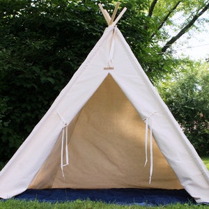 Large Tall, XL or XXL Natural Canvas Kids Teepee, Three Sizes, 7 or 8 foot poles, Large Play Tents