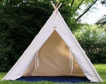 Large Tall, XL or XXL Natural Canvas Kids Teepee, Three Sizes, Can