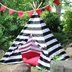 Kids Teepee, Black and White Striped Play Tent image 1
