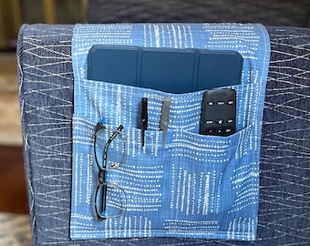 3 Pocket Remote Caddy for Armrest, Chair Caddy, hold your glasses, cell phone, couch caddy, living room organizer