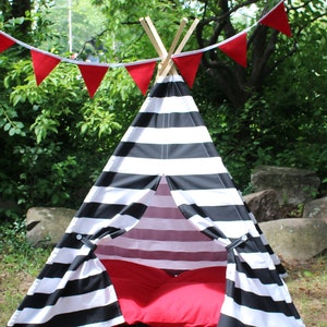 Kids Teepee, Black and White Striped Play Tent image 6