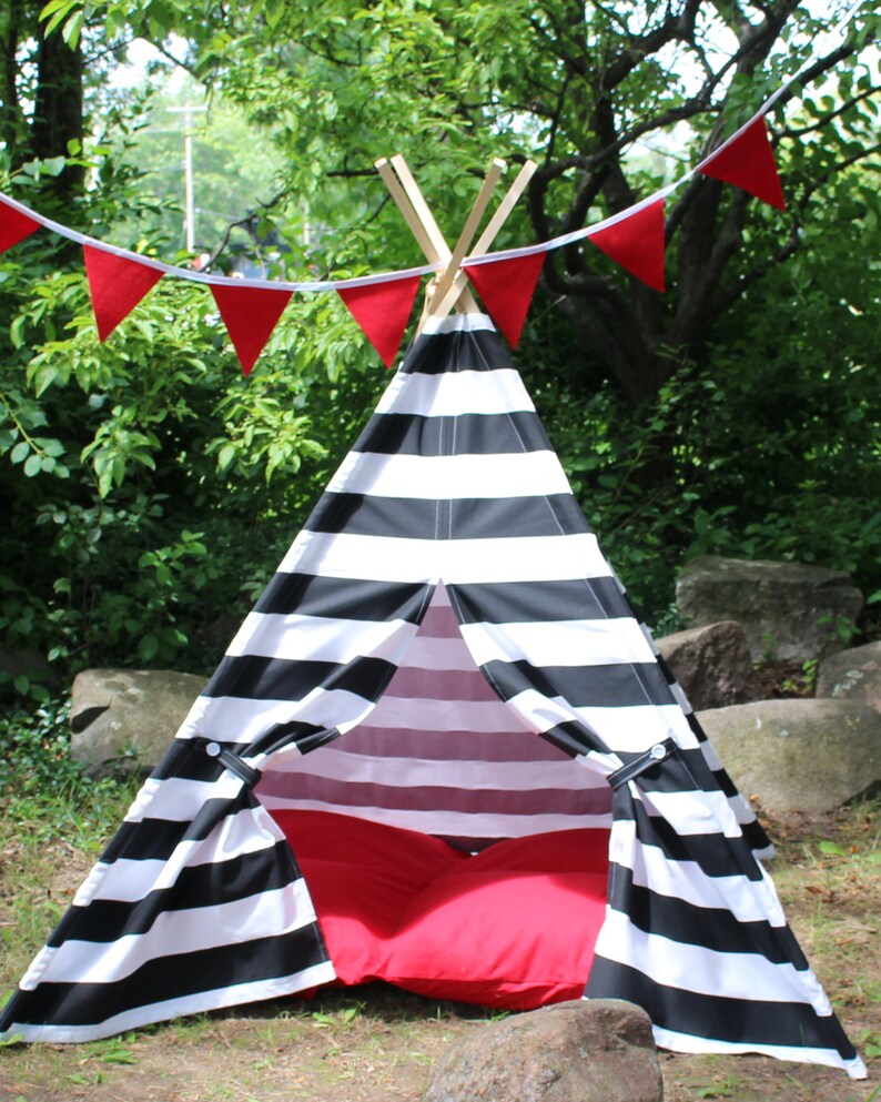 Kids Teepee, Black and White Striped Play Tent image 6