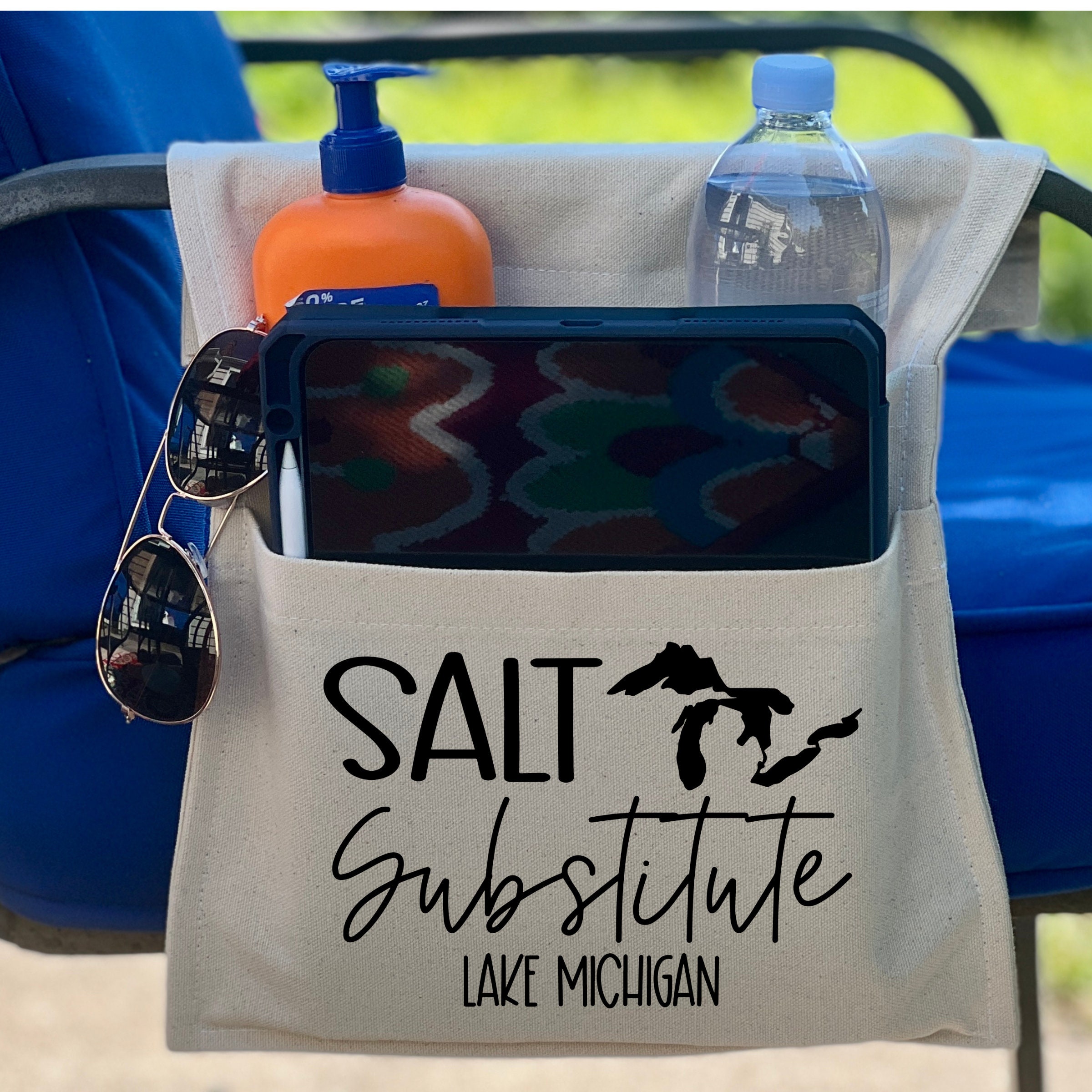 Camping Chair Caddy, lounge chairs, beach chairs, Great Lakes Gift , Adjustable to Fit Most Chairs