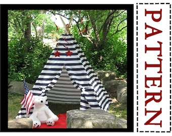 Teepee Sewing Pattern Suitable for Striped Fabrics, Easy to Sew, Instant Download