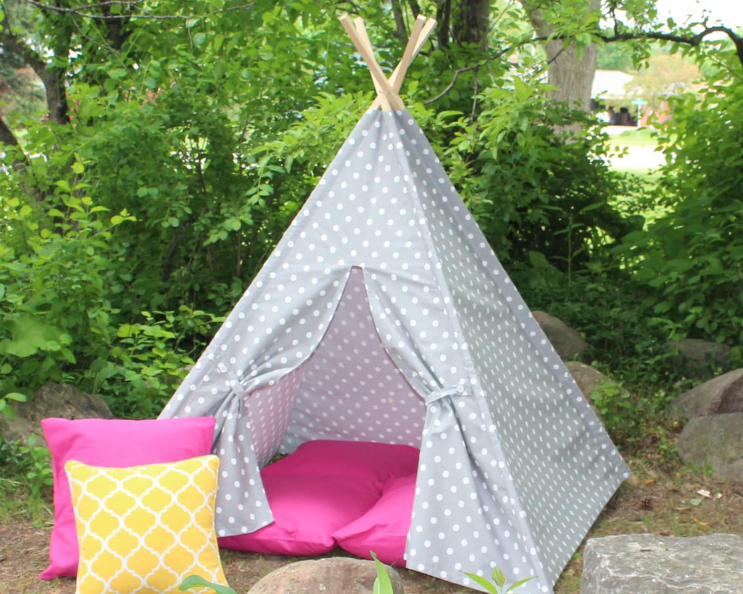 Play Teepee Gray Polka Dot Two Sizes Available READY TO Etsy