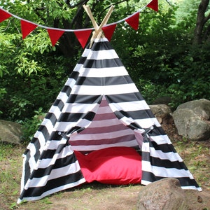 Kids Teepee, Black and White Striped Play Tent image 5