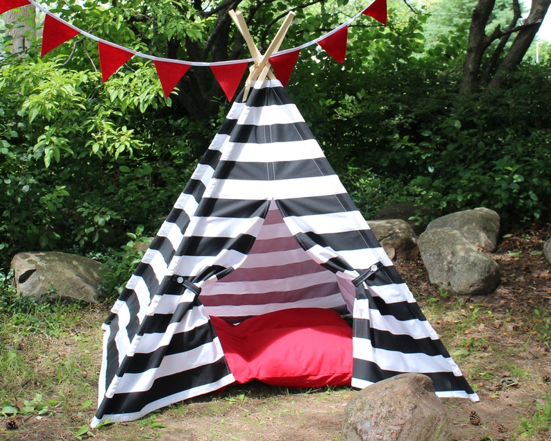 Kids Teepee, Black and White Striped Play Tent image 5