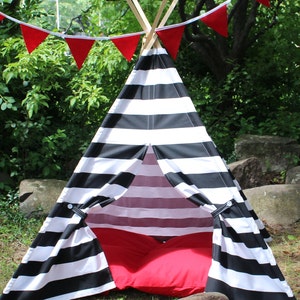 Kids Teepee, Black and White Striped Play Tent image 2