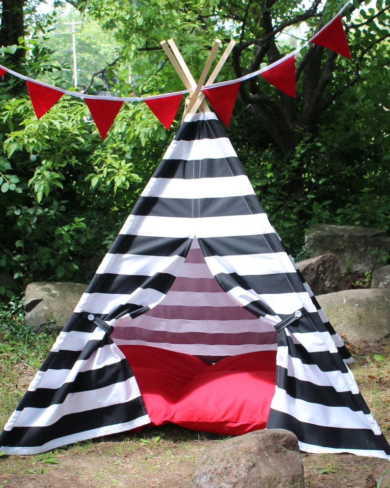 Kids Teepee, Black and White Striped Play Tent image 2