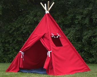 Canvas Kids Teepee Tent MANY Colors available, 5 Sizes Choices, Includes Window, Ships FULLY ASSEMBLED