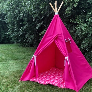 Canvas Kids Teepee Tent 13 COLORS, 5 Sizes, Includes Window, Ships FULLY ASSEMBLED