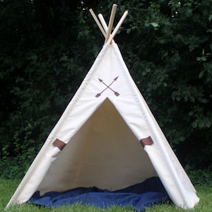 XL, XXL and Large TALL Canvas KidsTeepee with Friendship Arrows, Three Large Sizes, Can Include Window and Mat, Includes 8 foot poles
