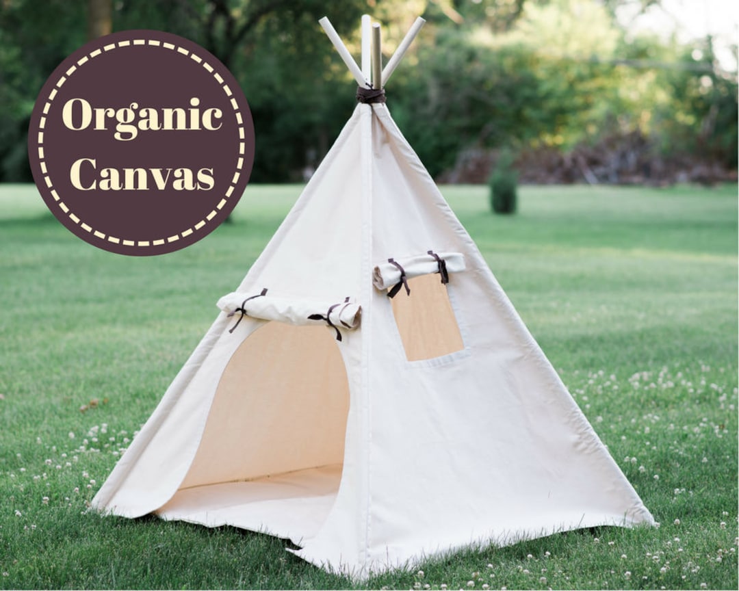Organic Canvas Play Tent Two Sizes Kids Teepee Unique Roll - Etsy