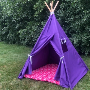 Canvas Kids Teepee Tent 13 COLORS, 5 Sizes, Includes Window, Ships FULLY ASSEMBLED