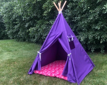 Canvas Kids Teepee Tent 13 COLORS, 5 Sizes, Includes Window, Ships FULLY ASSEMBLED
