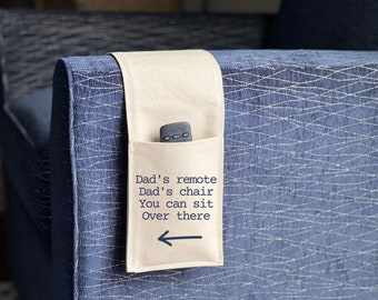 Remote Control Caddy for Armrest, personalized for dad or mom, cell phone Holder, couch caddy, living room organizer