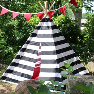 Kids Teepee, Black and White Striped Play Tent image 4