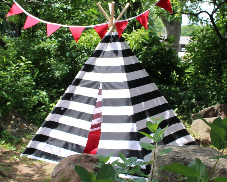 Kids Teepee, Black and White Striped Play Tent image 4