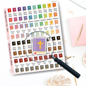 Printable Bible Stickers, Bible Study Planner Stickers, Bible Icon Clipart Stickers, Faith Journal Stickers, Christian Planner Stickers