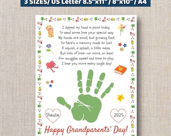 Grandparents Day Handprint Craft, Sunday School Craft, Preschool Handprint, Handprint Poem, Grandma Handprint Craft, Gift from Grandkids