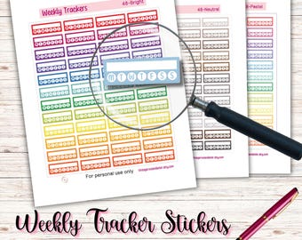 Weekly Habit Tracker Printable Planner Stickers, Weekly Habit Tracker Stickers, Habit Trackers, EC Planner Stickers, Tracker Decoration
