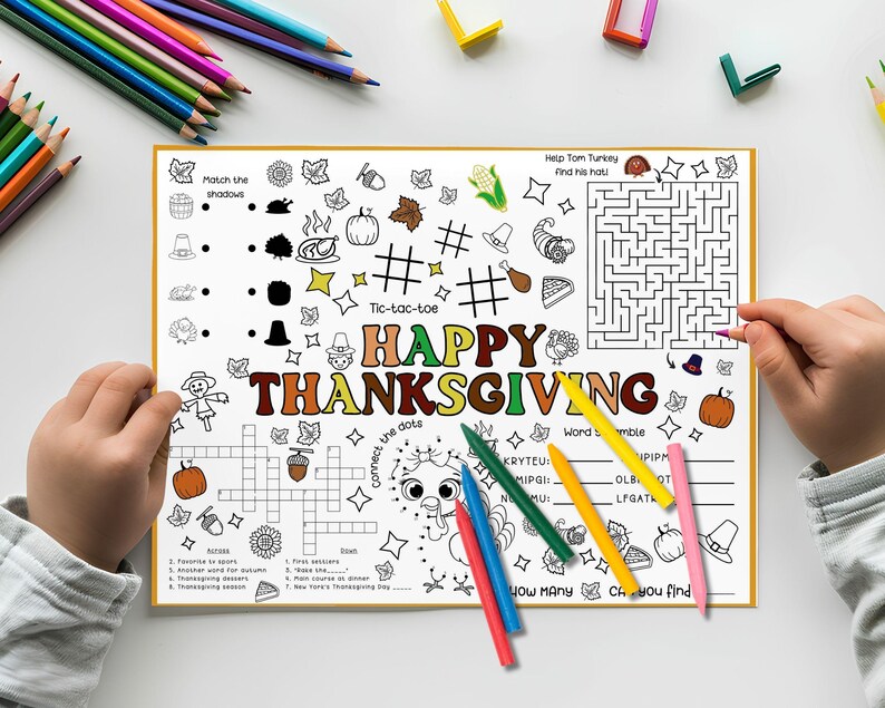 Thanksgiving Activity Placemat Printable Thanksgiving Coloring Page