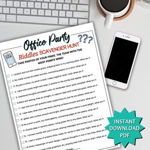Office Scavenger Hunt Riddles Game, Photo Scavenger Hunt, Team Building Activity, Workplace Games, Office Games, Icebreaker Games for Work