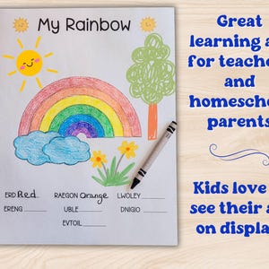 Build a Rainbow Craft Cut and Paste Coloring Activity, Earth Day ...