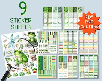 Printable Frog Planner Stickers Frog Stickers Printable Cute Planner Sticker Digital Sticker Pack Frog and Toad Summer Planner Deco Stickers
