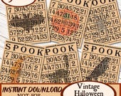 Vintage Printable Halloween Bingo Cards, Vintage Spooky Collage Sheet, Junk Journal Scrapbook, Digital Ephemera, Witch Journal H1