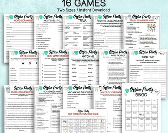 Bundel met kantoorfeestspellen, kantoorbingo, kantoorspellen, kantoorspeurtocht, teambuildingspellen, ijsbrekerspellen, spellen op de werkplek