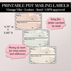 Vintage Please Deliver To  Mailing Labels Printable Address Labels USPS-Approved Digital Please Deliver To Mailing Labels Printable Address