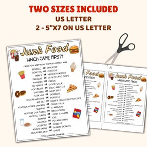 Junk Food Which Came First Trivia Game, Trivia Game Night, Ice Breaker Games, Games for the Elderly, Sleepover Games, Game for Seniors image 2