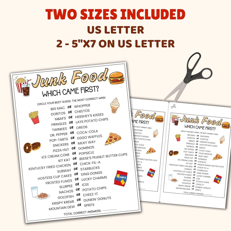Junk Food Which Came First Trivia Game, Trivia Game Night, Ice Breaker Games, Games for the Elderly, Sleepover Games, Game for Seniors image 2