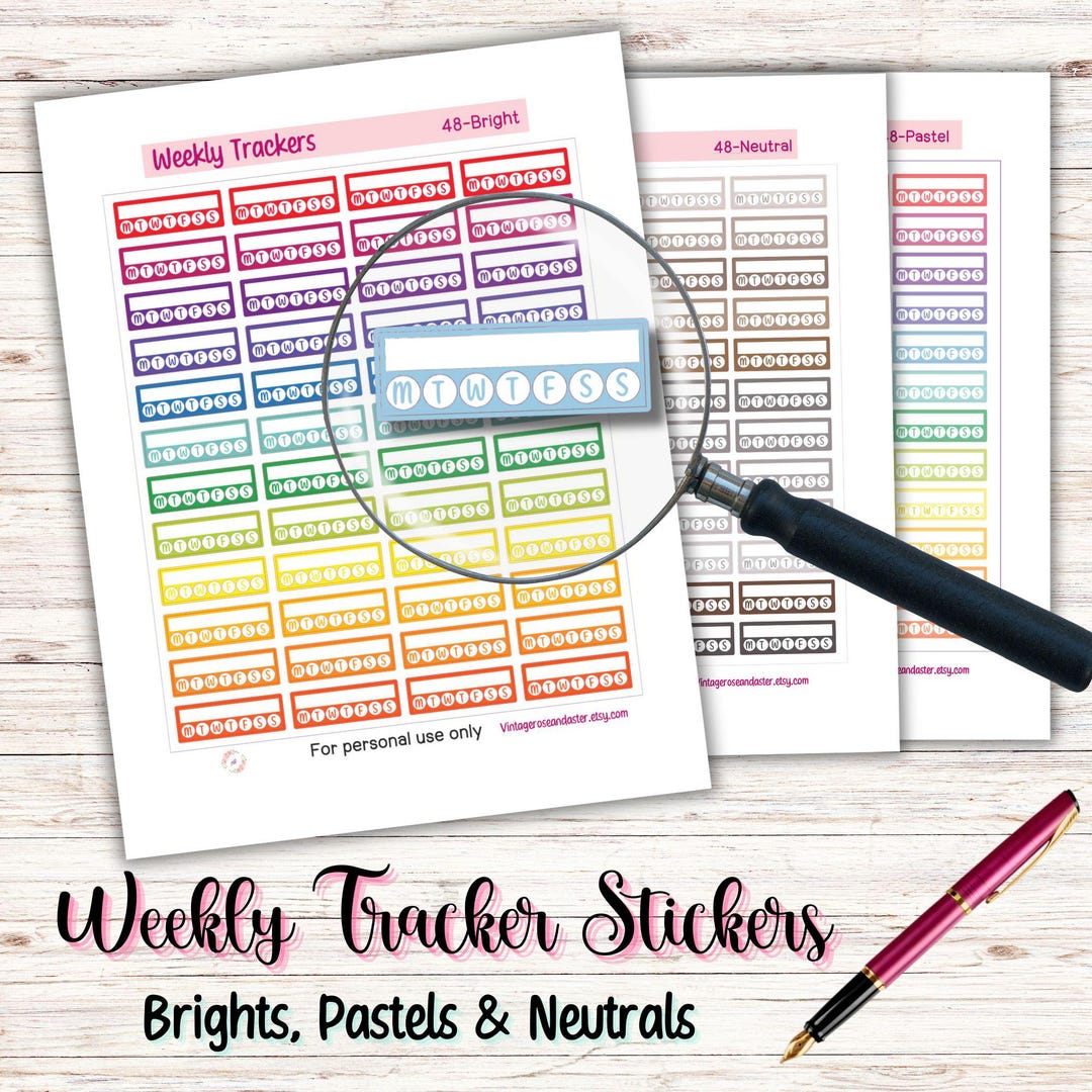 Weekly Habit Tracker Printable Planner Stickers, Weekly Habit Tracker ...