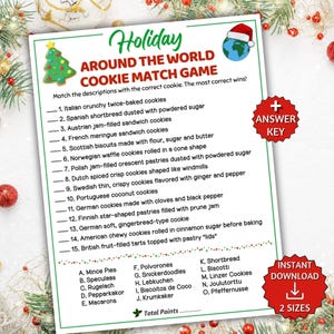 Jeu d'association de biscuits du tour du monde pour les fêtes, Jeux pour le goûter, Anecdotes sur les biscuits de Noël, Jeux de soirée pour femmes, Jeu d'échange de biscuits, Quiz sur les biscuits